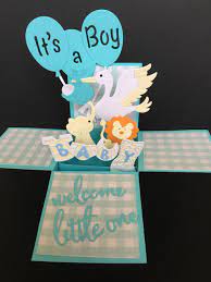 3d Baby Pop Up Box Card 3d Baby Boy Pop Up Box Card Baby Etsy Pop Up Box Cards Baby Shower Box Baby Pop