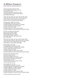 I want to watch as. A Million Dreams Lyrics Piano Leisure