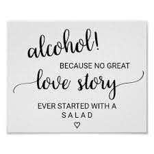 Simple Black Calligraphy Alcohol Love Story Sign Zazzle Com In 2021 Love Story Wedding Love Story Wedding Guest List Template