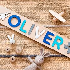 Personalized baby name puzzle, nursery room decor, wooden kids name . Wooden Name Puzzle Etsy