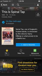 At the time of making this list i've rated 2,082 movies on imdb. This Is Spinal Tap S Imdb Page Is Rated Out Of 11 Instead Of The Normal 10 Moviedetails