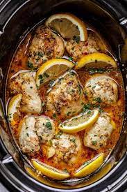 Crock Pot Chicken Recipe With Lemon Garlic Butter Easy Crockpot Chicken Recipe Chicken Slow Cooker Recipes Chicken Crockpot Recipes Crockpot Recipes Easy
