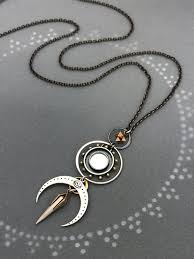 All Seeing Eye Talisman Protection Necklace With Moon And Merkaba Star And Mirror Pendant In 2020 Protection Necklace Pendant Talisman