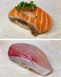 The Sushi Guide On Instagram Cherrywood Smoked King Salmon W Truffle Yellowtail W Chives Hokkaido Scallop Chutoro W Pickled Wasabi Ho