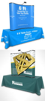Table Top Display Mockup 6 Ft Curved Pop Up Stand Cover Actions Premium Mockup Psd Template Table Top Display Table Top Display Mockup