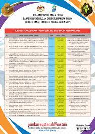 Senarai kursus pengajian yang ditawarkan di uitm dan alamat kampus seluruh negara. Senarai Kursus Dalam Talian Bahagian Pengurusan Dan Perundangan Tanah Februari 2021 Institut Tanah Dan Ukur Negara