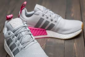 The style was inspired by three shoes from other colorways of the women's adidasnmd_r2 primeknit were also released as part of the japan pack which includes olive and white colorways. Women S Shoes Adidas Nmd R2 W Primeknit Grey Two Grey Three Shock Pink