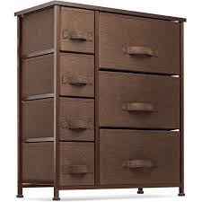 This cabinet with an elegant smooth wooden handle on drawers for opening and closing more easily; 7 Drawers Dresser Furniture Storage Tower Unit For Bedroom Hallway Closet Office Organization Steel Frame Wood Top Easy Pull Fabric Bins Brown Brown Walmart Com Walmart Com