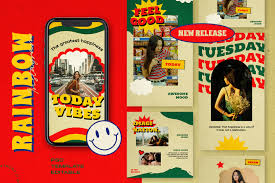 #trending watch the video to know how. Rainbow Retro Instagram Stories Post In Social Media Templates On Yellow Images Creative Store