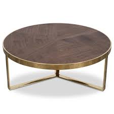It measures 17.25'' h x 34.75'' l x 34.75'' w. Upper East Side Coffee Table Modern Round Side Table Modshop