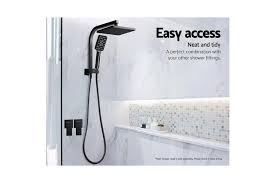 Cefito Bathroom Taps Faucet Rain Shower Head Set Hot And Cold Diverter Diy Black Kogan Com