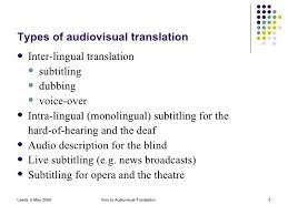 Types Of Audiovisual Translation Translation Intro Transcription