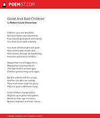 Good And Bad Children By Robert Louis Stevenson Poemist