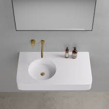 stone wall hung basin with round bowl