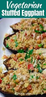 Easy Stuffed Eggplant Recipe With Tender Roasted Eggplant And A Simple Vegan Mediterranean St In 2020 Eggplant Recipes Stuffed Eggplant Vegetarian Mediterranean Dishes