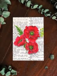 Poppies Print, Flowers, Red Poppy Art, Poppy Print, Art for Moms, Artwork  for Girls, Poppies Art, Dictionary Art Print, Gift for Nature