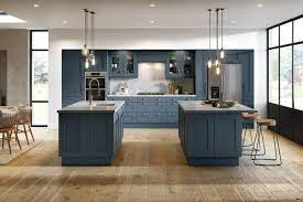Quartz worktops, like their granite cousins, give a refined and polished look to any new kitchen. New Not Ex Display Dark Blue Shaker Kitchen Not Cream White Light Grey Doors Ebay