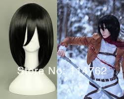 14 Short Attack On Titan Shingeki No Kyojin Mikasa Ackerman Black Cosplay Wig Free Shipping Cosplay Wigs Black Cosplay Wig Costume Wigs