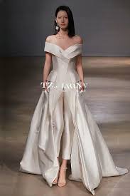 Women Dresses Jumpsuit With Long Train White Evening Gowns Off Shoulder Sweep Train Elegant Z Designer Evening Dresses White Evening Dress Elegant Prom Dresses