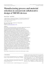 Pdf Manufacturing Process And Material Selection In Concurrent Collaborative Design Of Mems Devices