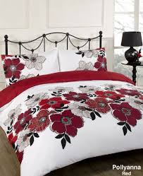 Black And White Floral Bedding Set Pollyanna Red Floral White Black Reversible Duvet Quilt Cover Bedding Set Red Duvet Cover Duvet Cover Sets Red Duvet