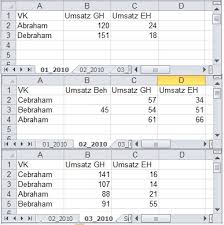 Markiert ist im bild die option für die formatierung, also das blattlayout. Excel Mehrere Arbeitsblatter Konsolidieren