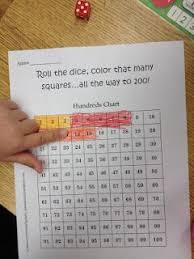 roll the dice and color that many all the way to 100 for