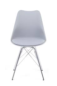 Faux leather french dark grey opulent velvet blush opulent velvet steel. Celine Light Grey Faux Leather Chrome Leg Chairs