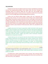 Struktur yang menyusun teks eksposisi sama dengan struktur penyusun teks editorial/opini, yang dimana didalamnya ada 3 struktur yaitu pernyataan pendapat tesis, argumentasi, penyataan/penegasan ulang. Deskripsi Pdf