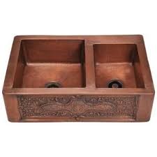 Sinkology Donatello Farmhouse Apron Front Copper Sink 25 In Single Bowl Kitchen Sink Bow Front Scroll Design Hdksab25 Scr The Home Depot Copper Apron Sink Copper Farmhouse Sinks Double Bowl Kitchen Sink
