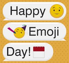 Greeting Conversation With Dialog Boxes To Celebrate A Happy Emoji Day With Grinning Face Another With Party Hat And Calendar Icons In 2020 Emoji Calendar Icon Day