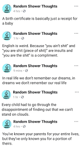Random Shower Thoughts Words Thoughts You Aint Shit
