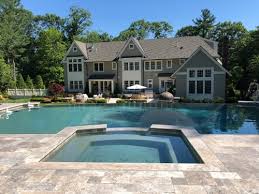 Easily set the mood when unwinding in this hot tub with family or partying with friends. Pool And Spa Portfolio New View Hopkinton Ma