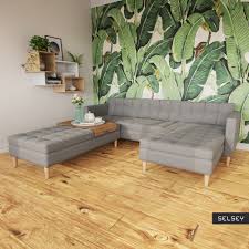 Kopenhaga corner sofa combines functionality with style and offers a large sleeping area with the use of the additional ottoman! Kopenhaga Grey Corner Sofa With A Pouf And A Tray Top Selsey