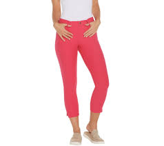 Hue Ankle Slit Essential Denim Capri Leggings Qvc Com