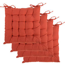 Solid color, tied rope, square shape size: Dream Home Set Of 4 Indoor Chair Pads Inches Square Tufted Seat Cushions Pillows With Ties Walmart Com Walmart Com