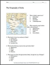Geography Of India Map Worksheet Geography Worksheets Social Studies Worksheets Map Worksheets
