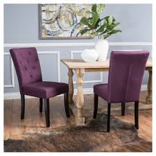 Set Of 2 Nyomi Dining Chair Deep Purple Christopher Knight Home Fabric Dining Chairs Tufted Dining Chairs Dining Chairs
