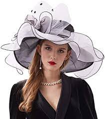 For customer service, returns, refunds and other issues contact amazon.com. Go Mai Women Kentucky Derby Hat Organza Hats Two Wear Ways Hat Flower Can Be Used As A Headwear Black White One Size At Amazon Women S Clothing Store