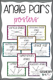 Angle Pairs Posters Math Posters High School High School Math Classroom High School Math