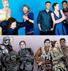 Great Fan Art Of The Actors And Their Characters From Star Wars Tfa Star Wars Cast Star Wars Humor Star Wars Memes
