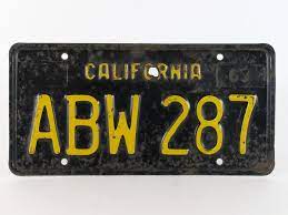 California State 1963 Vintage License Plate YELLOW ON BLACK ABW 287 | eBay