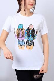 16 95 Tl Beyaz Bayan Baskili Tisort 13570b Modamizbir Kadin Tisort Tisort Moda Stilleri