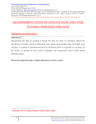 Pdf Measurement Units Of Length Mass And Time In India