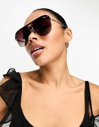 Gafas de sol de estilo aviador con lentes polarizadas de carey High Key  Remixed de Quay