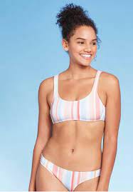 Women S Scoop Neck Bralette Bikini Top Xhilaration Stripe Bralette Bikini Target Swimsuits Bikini Tops