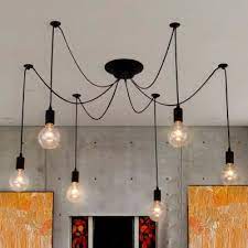 Designed for all stage led grow light. 6 Light Edison Spider Multi Light Pendant In Black Industrial Style Lights For Restaurant Living Room Onlywonderful Com