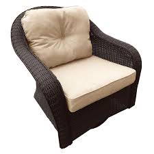 Complete with two ottomans, two armchairs and one accent table to give your patio or deck a warm and inviting feel, the set flaunts tightly woven resin wicker for a stylish look. Glendale Brown Wicker Outdoor Swivel Glider Chair At Home