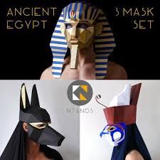 Ancient Egypt Mask Set Pharaoh Anubis And Horus Egyptian Etsy Egyptian Mask Anubis And Horus Anubis