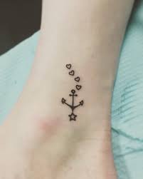 Black Anchor With Hearts And Star Tattoo On Left Ankle Tattoos Heart Tattoo Designs Small Heart Tattoos
